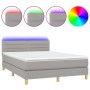 Cama box spring colchón y luces LED tela gris claro 140x200 cm de vidaXL, Camas y somieres - Ref: Foro24-3133797, Precio: 428...