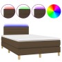 Cama box spring con colchón y LED tela marrón oscuro 120x200 cm de vidaXL, Camas y somieres - Ref: Foro24-3133784, Precio: 37...