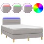 Cama box spring con colchón tela y LED gris claro 120x200 cm de vidaXL, Camas y somieres - Ref: Foro24-3133781, Precio: 386,6...