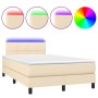 Cama box spring con colchón y LED tela crema 120x200 cm de vidaXL, Camas y somieres - Ref: Foro24-3133146, Precio: 383,59 €, ...