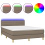 Cama box spring con colchón LED tela gris taupe 140x200 cm de vidaXL, Camas y somieres - Ref: Foro24-3133801, Precio: 442,87 ...