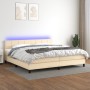 Cama box spring colchón y luces LED tela crema 200x200 cm de vidaXL, Camas y somieres - Ref: Foro24-3133186, Precio: 543,80 €...