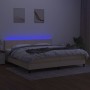 Cama box spring colchón y luces LED tela crema 200x200 cm de vidaXL, Camas y somieres - Ref: Foro24-3133186, Precio: 543,80 €...