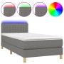 Cama box spring con colchón y LED tela gris oscuro 100x200 cm de vidaXL, Camas y somieres - Ref: Foro24-3133854, Precio: 320,...