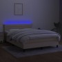 Cama box spring colchón y luces LED tela crema 140x200 cm de vidaXL, Camas y somieres - Ref: Foro24-3133242, Precio: 447,75 €...