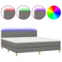Cama box spring con colchón y LED tela gris oscuro 180x200 cm de vidaXL, Camas y somieres - Ref: Foro24-3133734, Precio: 575,...