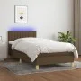 Box spring bed with LED mattress dark brown fabric 100x200 cm by vidaXL, Beds and slatted bases - Ref: Foro24-3133856, Price:...