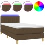 Cama box spring con colchón LED tela marrón oscuro 100x200 cm de vidaXL, Camas y somieres - Ref: Foro24-3133856, Precio: 325,...