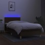 Cama box spring con colchón LED tela marrón oscuro 100x200 cm de vidaXL, Camas y somieres - Ref: Foro24-3133856, Precio: 325,...