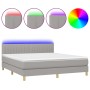 Cama box spring con colchón tela y LED gris claro 180x200 cm de vidaXL, Camas y somieres - Ref: Foro24-3133893, Precio: 540,4...