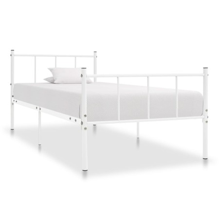 Estructura de cama de metal blanco 90x200 cm de vidaXL, Camas y somieres - Ref: Foro24-284629, Precio: 73,12 €, Descuento: %