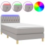 Cama box spring con colchón tela y LED gris claro 100x200 cm de vidaXL, Camas y somieres - Ref: Foro24-3133933, Precio: 316,0...