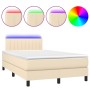 Cama box spring con colchón y LED tela crema 120x200 cm de vidaXL, Camas y somieres - Ref: Foro24-3133306, Precio: 383,16 €, ...