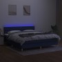 Cama box spring con colchón y LED tela azul 160x200 cm de vidaXL, Camas y somieres - Ref: Foro24-3133971, Precio: 501,98 €, D...