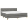 Cama box spring con colchón y LED tela gris oscuro 160x200 cm de vidaXL, Camas y somieres - Ref: Foro24-3133966, Precio: 519,...