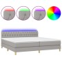 Cama box spring con colchón tela y LED gris claro 200x200 cm de vidaXL, Camas y somieres - Ref: Foro24-3133981, Precio: 580,6...