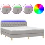 Cama box spring con colchón tela y LED gris claro 180x200 cm de vidaXL, Camas y somieres - Ref: Foro24-3133973, Precio: 538,6...