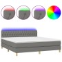 Cama box spring con colchón y LED tela gris oscuro 180x200 cm de vidaXL, Camas y somieres - Ref: Foro24-3133974, Precio: 581,...