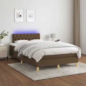 Cama box spring con colchón y LED tela marrón oscuro 120x200 cm de vidaXL, Camas y somieres - Ref: Foro24-3133944, Precio: 38...