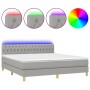 Cama box spring con colchón tela y LED gris claro 160x200 cm de vidaXL, Camas y somieres - Ref: Foro24-3133965, Precio: 512,1...