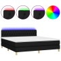 Cama box spring con colchón LED tela negro 180x200 cm de vidaXL, Camas y somieres - Ref: Foro24-3133975, Precio: 559,72 €, De...