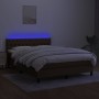 Cama box spring colchón luces LED tela marrón oscuro 140x190 cm de vidaXL, Camas y somieres - Ref: Foro24-3133392, Precio: 45...