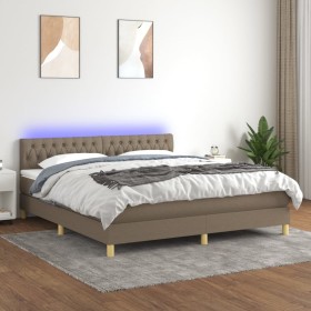 Cama box spring con colchón LED tela gris taupe 160x200 cm de vidaXL, Camas y somieres - Ref: Foro24-3133969, Precio: 529,53 ...