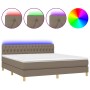 Cama box spring con colchón LED tela gris taupe 160x200 cm de vidaXL, Camas y somieres - Ref: Foro24-3133969, Precio: 529,53 ...