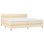 Cama box spring con colchón y LED tela crema 200x200 cm de vidaXL, Camas y somieres - Ref: Foro24-3133986, Precio: 559,29 €, ...