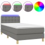 Cama box spring con colchón y LED tela gris oscuro 90x200 cm de vidaXL, Camas y somieres - Ref: Foro24-3134006, Precio: 323,7...