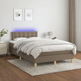 Cama box spring con colchón y LED tela gris taupe 120x200 cm de vidaXL, Camas y somieres - Ref: Foro24-3134025, Precio: 366,4...
