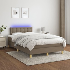 Cama box spring con colchón y LED tela gris taupe 120x200 cm de vidaXL, Camas y somieres - Ref: Foro24-3134025, Precio: 372,9...