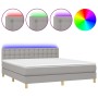 Cama box spring con colchón tela y LED gris claro 180x200 cm de vidaXL, Camas y somieres - Ref: Foro24-3134053, Precio: 545,1...