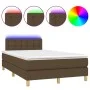 Cama box spring con colchón y LED tela marrón oscuro 120x200 cm de vidaXL, Camas y somieres - Ref: Foro24-3134024, Precio: 36...