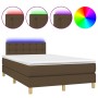 Cama box spring con colchón y LED tela marrón oscuro 120x200 cm de vidaXL, Camas y somieres - Ref: Foro24-3134024, Precio: 37...