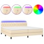 Cama box spring colchón y luces LED tela crema 200x200 cm de vidaXL, Camas y somieres - Ref: Foro24-3133426, Precio: 569,61 €...
