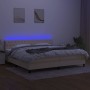 Cama box spring colchón y luces LED tela crema 200x200 cm de vidaXL, Camas y somieres - Ref: Foro24-3133426, Precio: 569,61 €...