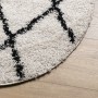 Alfombra de pelo largo moderna PAMPLONA crema y negro Ø 100 cm en Alfombras | Comprar online en Foru.es