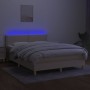 Cama box spring con colchón y LED tela crema 140x200 cm de vidaXL, Camas y somieres - Ref: Foro24-3133642, Precio: 432,72 €, ...