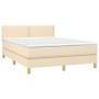 Cama box spring con colchón y LED tela crema 140x200 cm de vidaXL, Camas y somieres - Ref: Foro24-3133642, Precio: 432,72 €, ...