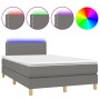 Cama box spring con colchón y LED tela gris oscuro 120x200 cm de vidaXL, Camas y somieres - Ref: Foro24-3133622, Precio: 379,...