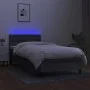 Boxspringbettmatratze und LED-Leuchten dunkelgrauer Stoff 90x200 cm von vidaXL, Betten und Lattenroste - Ref: Foro24-3133446,...
