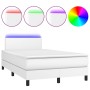 Cama box spring colchón y LED cuero sintético blanco 120x200 cm de vidaXL, Camas y somieres - Ref: Foro24-3134094, Precio: 39...