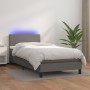 Cama box spring y colchón LED cuero sintético gris 90x200 cm de vidaXL, Camas y somieres - Ref: Foro24-3134085, Precio: 293,9...