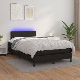 Cama box spring colchón y LED cuero sintético negro 120x200 cm de vidaXL, Camas y somieres - Ref: Foro24-3134093, Precio: 384...