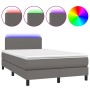 Cama box spring colchón y LED cuero sintético gris 120x200 cm de vidaXL, Camas y somieres - Ref: Foro24-3134097, Precio: 399,...