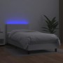 Cama box spring y colchón LED cuero sintético blanco 90x190 cm de vidaXL, Camas y somieres - Ref: Foro24-3134076, Precio: 331...