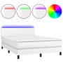 Cama box spring colchón y LED cuero sintético blanco 140x200 cm de vidaXL, Camas y somieres - Ref: Foro24-3134106, Precio: 46...