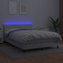 Cama box spring colchón y LED cuero sintético blanco 140x200 cm de vidaXL, Camas y somieres - Ref: Foro24-3134106, Precio: 46...