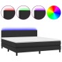Cama box spring colchón y LED cuero sintético negro 180x200 cm de vidaXL, Camas y somieres - Ref: Foro24-3134117, Precio: 566...